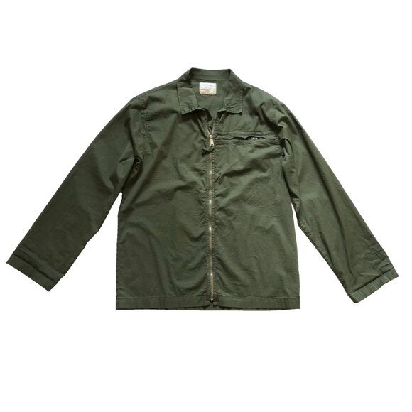 Crossley Zip Front Shirt Jacket Shacket Mens Large Green Long Sleeve Cotton - Picture 1 of 11